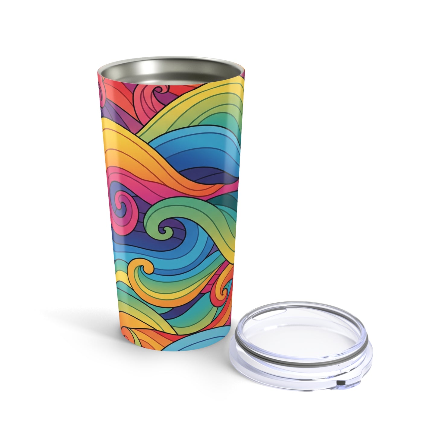 20 Oz Metal Travel Mug Printed Design Double Wall Vacuum Insulation Spill Resistant Coffee Tea Drinkware