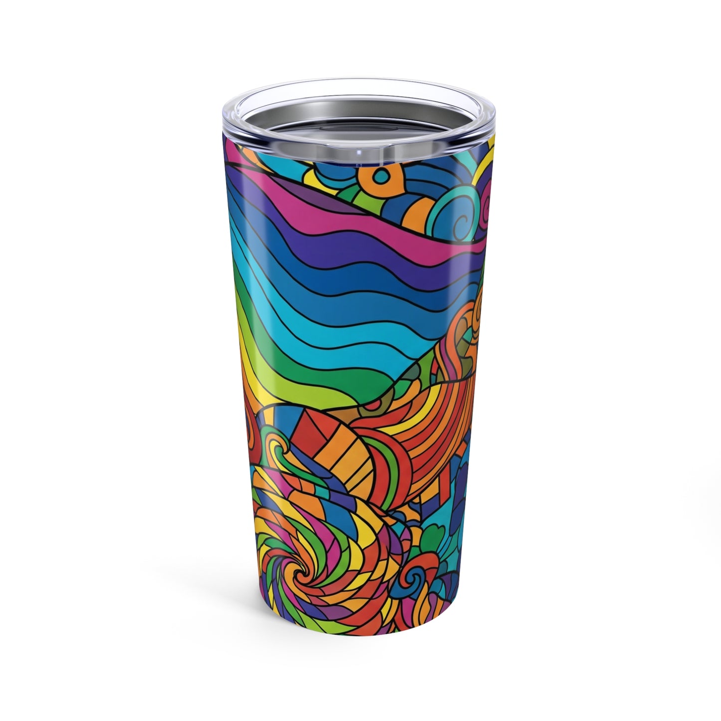 20 Ounce Stainless Steel Tumbler With Lid Double Wall Insulation Spill Resistant Printed Design For Everyday Use