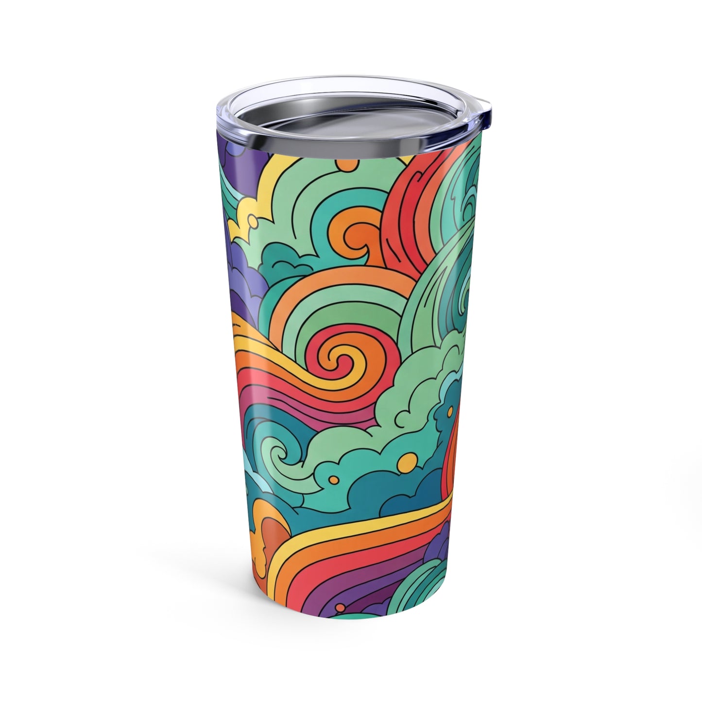 20oz Steel Tumbler With Printed Graphic Double Wall Vacuum Insulation Leak Proof Lid For Hot Or Cold Beverages
