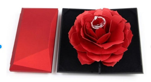 Couple Rings Romantic Projection I Love You In 100 Languages Copper Ring Set With Exquisite Rose Exquisite Box