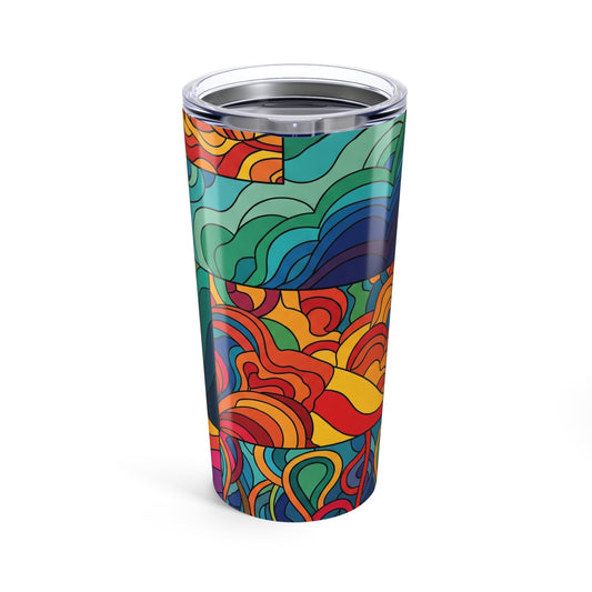 20oz Insulated Stainless Steel Tumbler With Printed Design Leak Proof Lid For Hot Or Cold Beverages Dishwasher Safe
