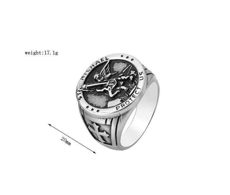 Stainless Steel Ring Holy War Angel Titanium Band Men