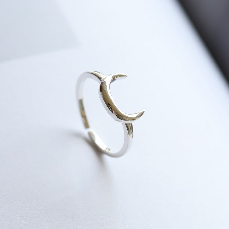 S925 Sterling Silver Ring Star Moon Design Adjustable Opening Jewelry For Women And Girls Elegant Everyday Accessory