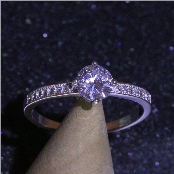 Gold Plated Diamond Ring Heart Eight Arrows Wedding Band For Men And Women White Copper Jewelry Classic Finish