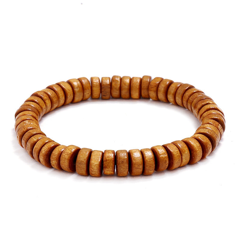 Unisex Geometric Wooden Bead Bracelet Handcrafted Natural Wood Jewelry Round Beaded Strand Wristband Gift Idea