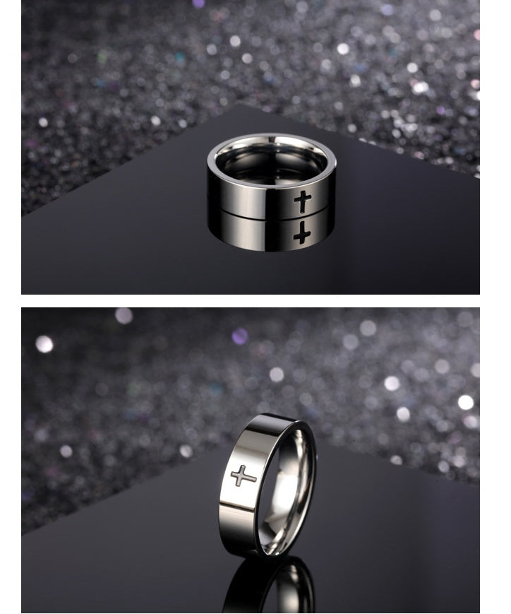 Mens Titanium Steel Ring Black Epoxy Inlay Religious Jewelry Gift For Men And Boys Size 5 6 6th 8th 9th Deluxe