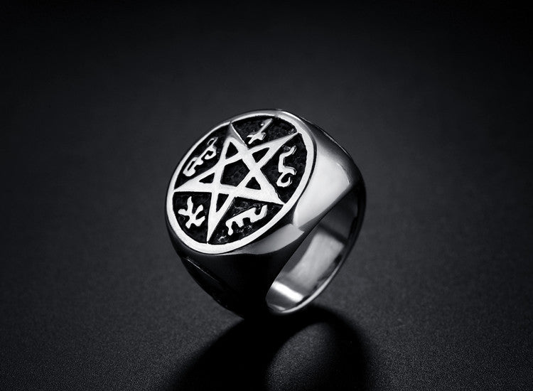 Five-star men's titanium steel ring