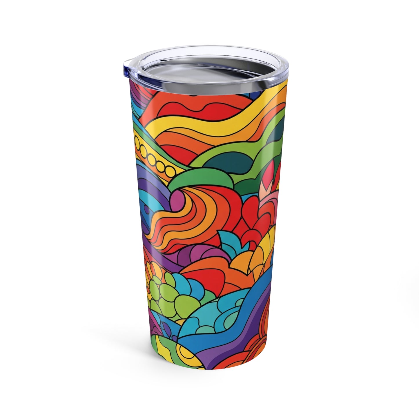 20 Oz Stainless Steel Tumbler Printed Design Double Wall Vacuum Insulation Spill Resistant Beverages Hot Or Cold