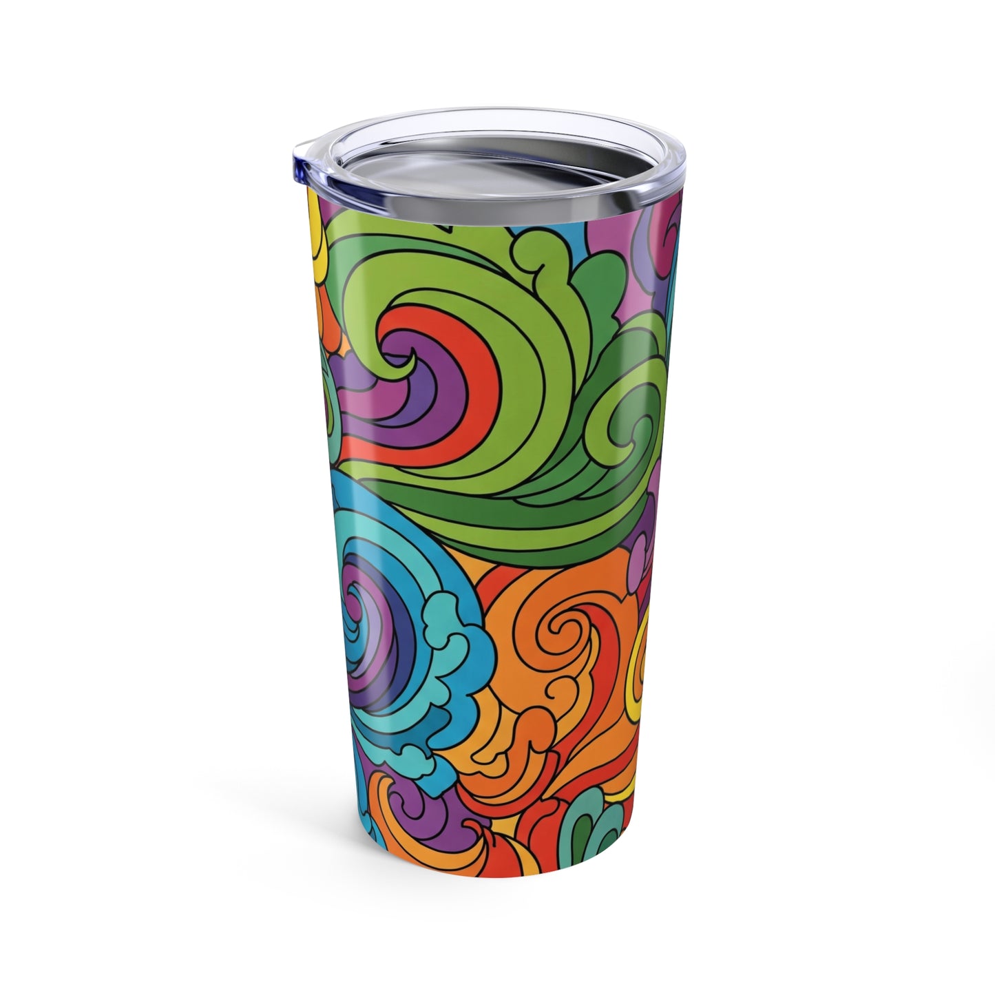 20 Ounce Stainless Steel Tumbler With Vibrant Printed Design Double Wall Vacuum Insulation Spill Resistant Hot And