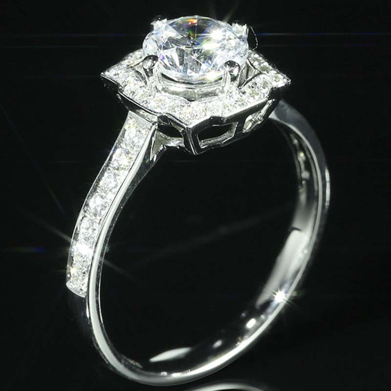 Womens Crown Ring 1.25 Carat Stone Cupronickel White Gold