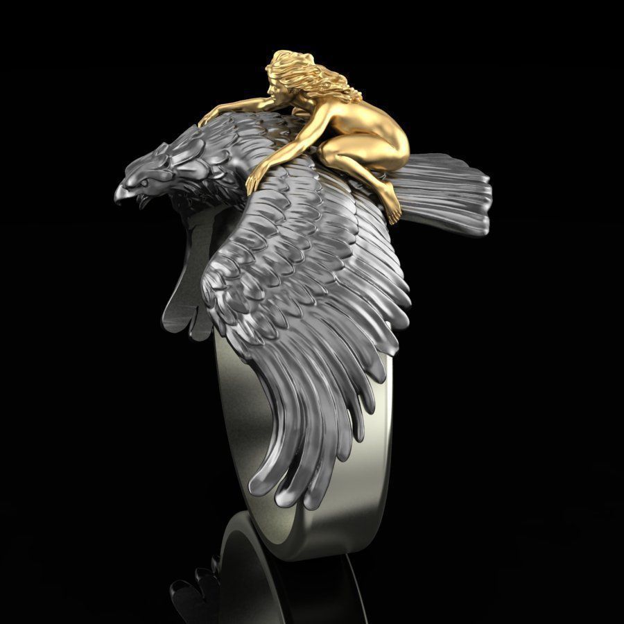 Mens Alloy Eagle Ring Electroplated Gold Flying Design Fashion Jewelry Festival Gift Individually Packed Today