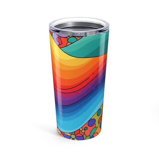 20oz Stainless Steel Tumbler With Double Wall Vacuum Insulation Printed Design Spill Resistant For Hot And Cold