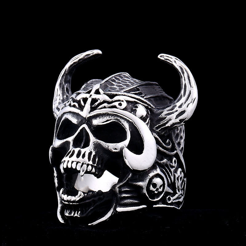 Stainless Steel Ring Skull Helmet Warrior Titanium Steel Polished Europe and America Ring for Men and Women Fashion Jewelry Biker Ring Size 7 8 9 10 11 12 13