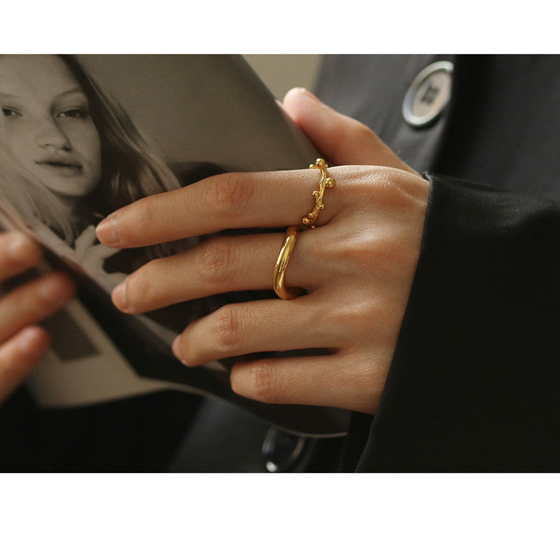 Womens Adjustable Brass Ring With Round Opening Geometric Mosaic Not Inlaid Fashion Jewelry For Everyday Wear