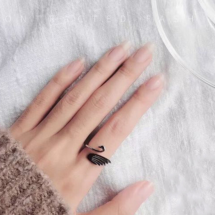 Korean Style Cute Animal Sterling Silver Ring S925 Geometric Adjustable Womens Jewelry Delicate Everyday Wear Accessory