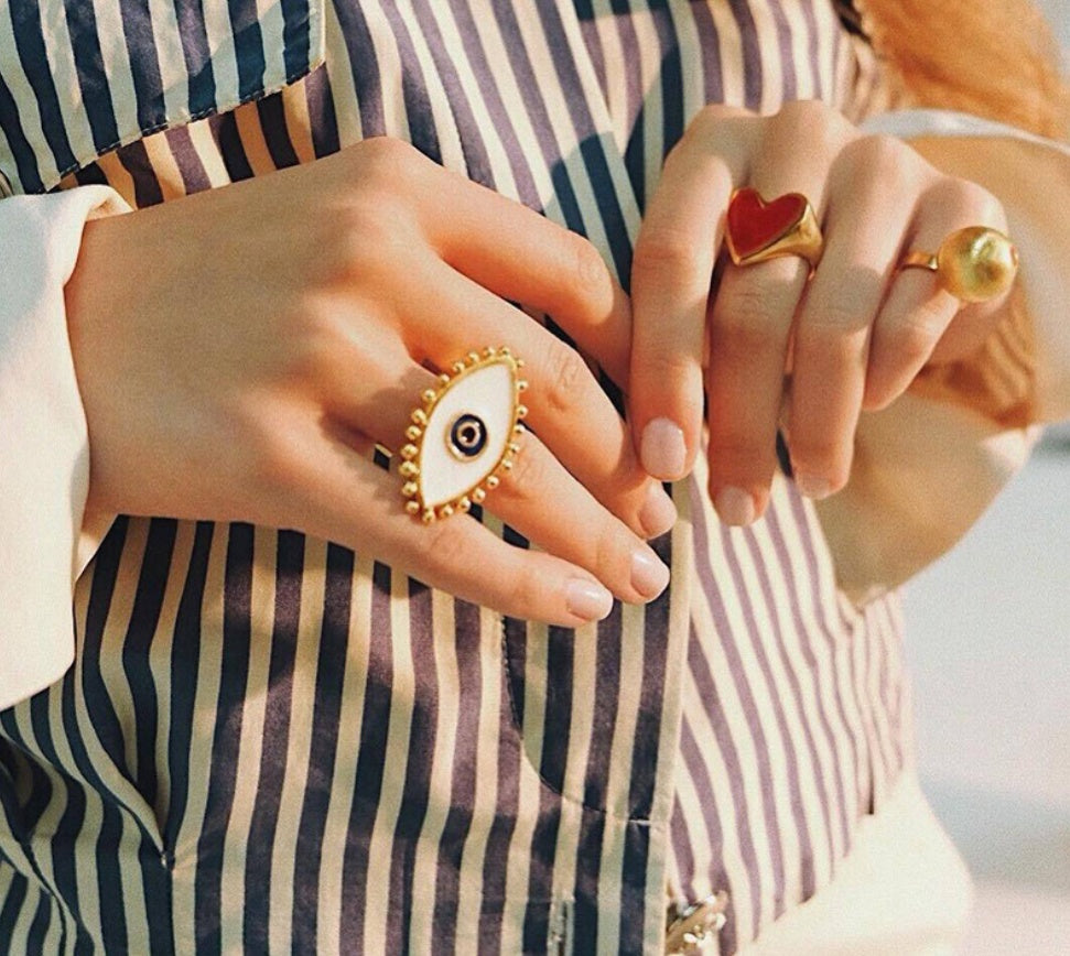 Womens Adjustable Alloy Ring Devils Eye Punk Design High Quality Durable Statement Jewelry for Parties Fashions