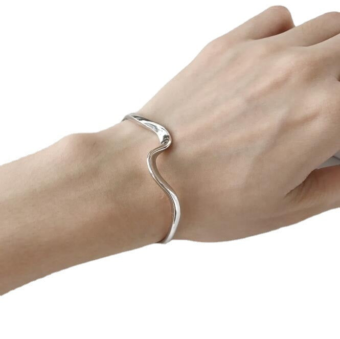 Womens Alloy Bracelet Twist Opening Design Geometric Bangle Electroplated Letter Number Texts Shapes Silvertone