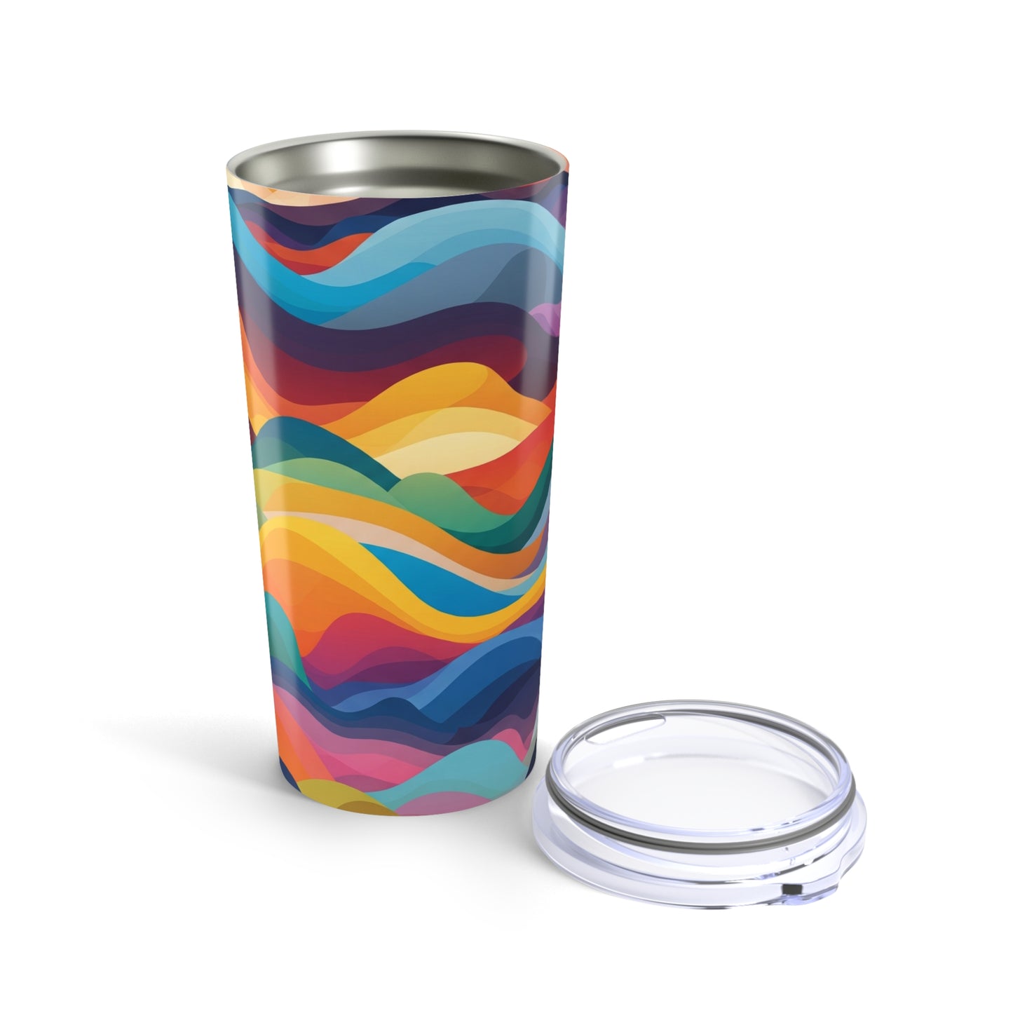 Twenty Ounce Stainless Steel Tumbler With Printed Artwork Double Wall Vacuum Insulated Spill Resistant Thermal Cup