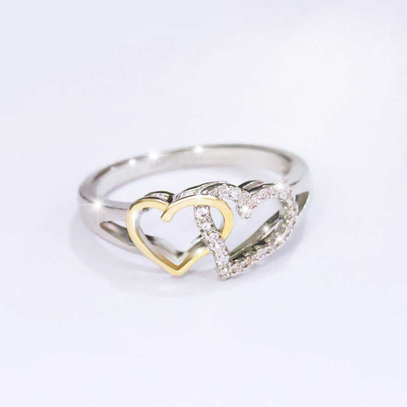 Womens Elegant Heart Shape Ring Plated Metal Inlay Gemstone Jewelry For Everyday Occasions Long Lasting Luster