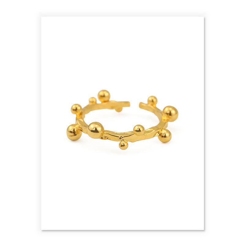 Womens Adjustable Brass Ring With Round Opening Geometric Mosaic Not Inlaid Fashion Jewelry For Everyday Wear