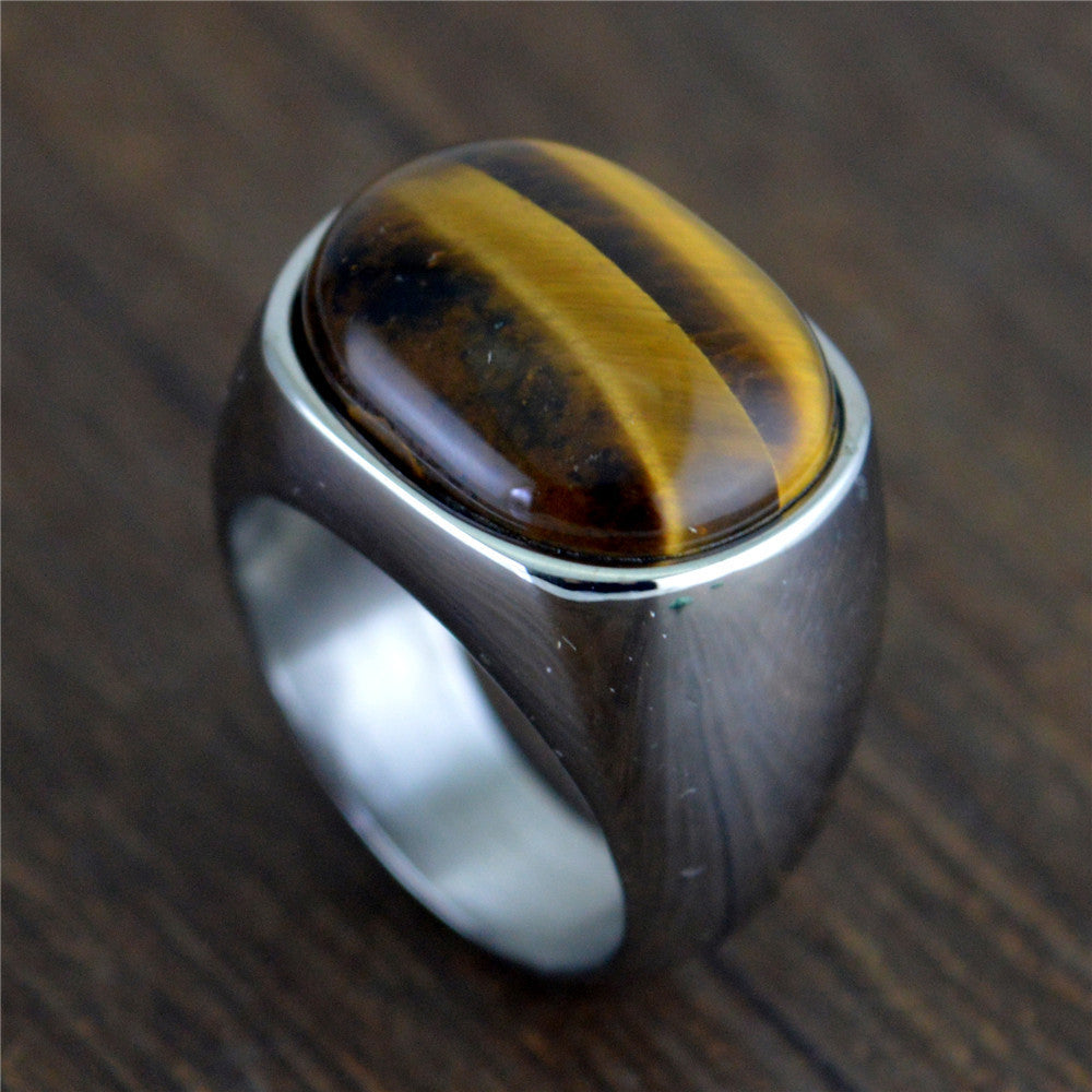 Personality Tiger Eye Men's Titanium Steel Ring