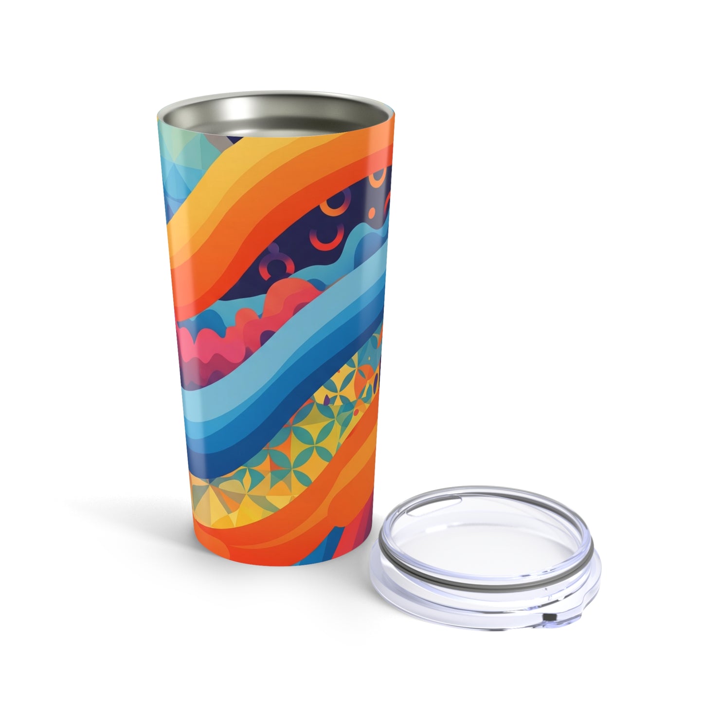 20 Oz Stainless Steel Travel Mug With Printed Design Double Wall Vacuum Insulation Leak Proof Durable Dishwasher