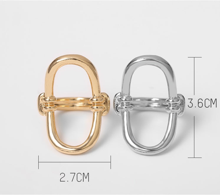 O Shaped Ring Geometric Design Electroplated Alloy Ring Hand Decorated Jewelry For Women Fashion Accessory Everyday