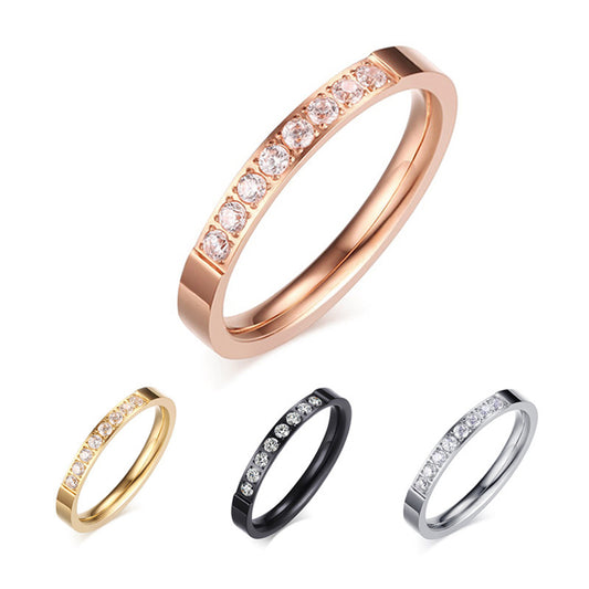 Womens Stainless Steel Zircon Ring 3MM Dainty Stackable Band Elegant Durable Everyday Jewelry Gift For You All