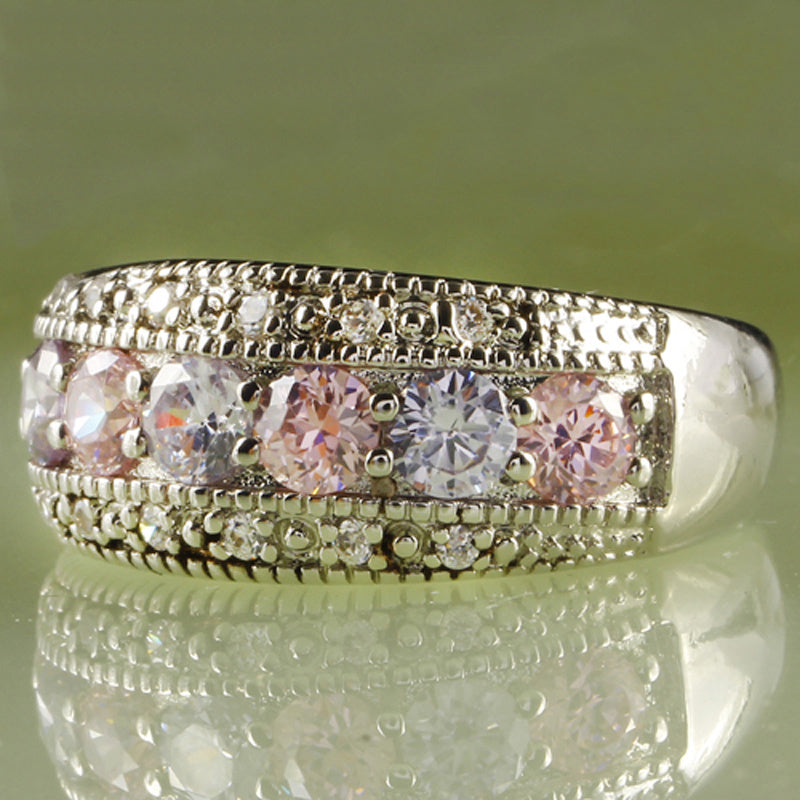 Women Zircon Inlaid Ring Alloy Electroplated Fashion Jewelry For Party Anniversary Gift Daily Wear Trendy Look