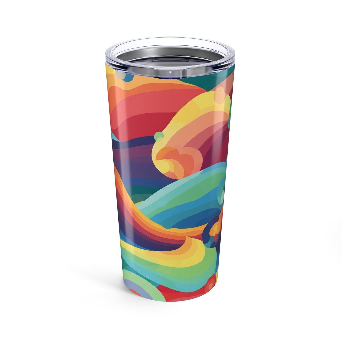 20 Ounce Stainless Steel Tumbler With Double Wall Vacuum Insulation Leak Proof Lid Printed Art Design For Hot Or