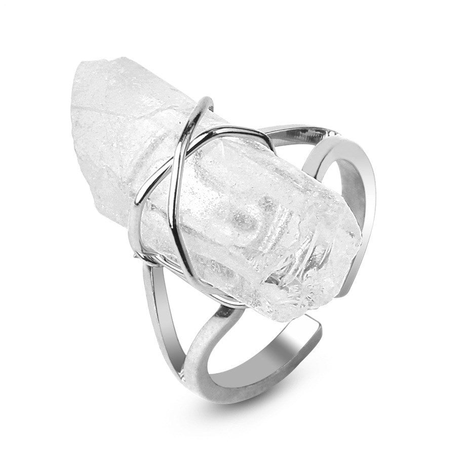 Twisted White Crystal Ring For Women Adjustable Opening European American Style Jewelry For Elegant Everyday Wear