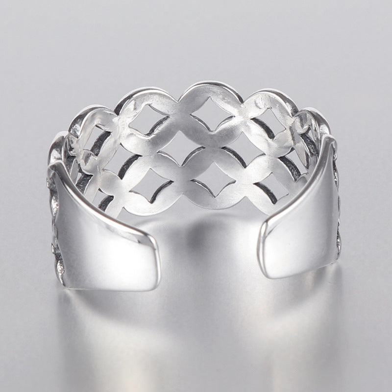 Sterling Silver 925 Ring Hollow Mesh Geometric Unisex Korean Gift Individually Packed Birthday Present For You