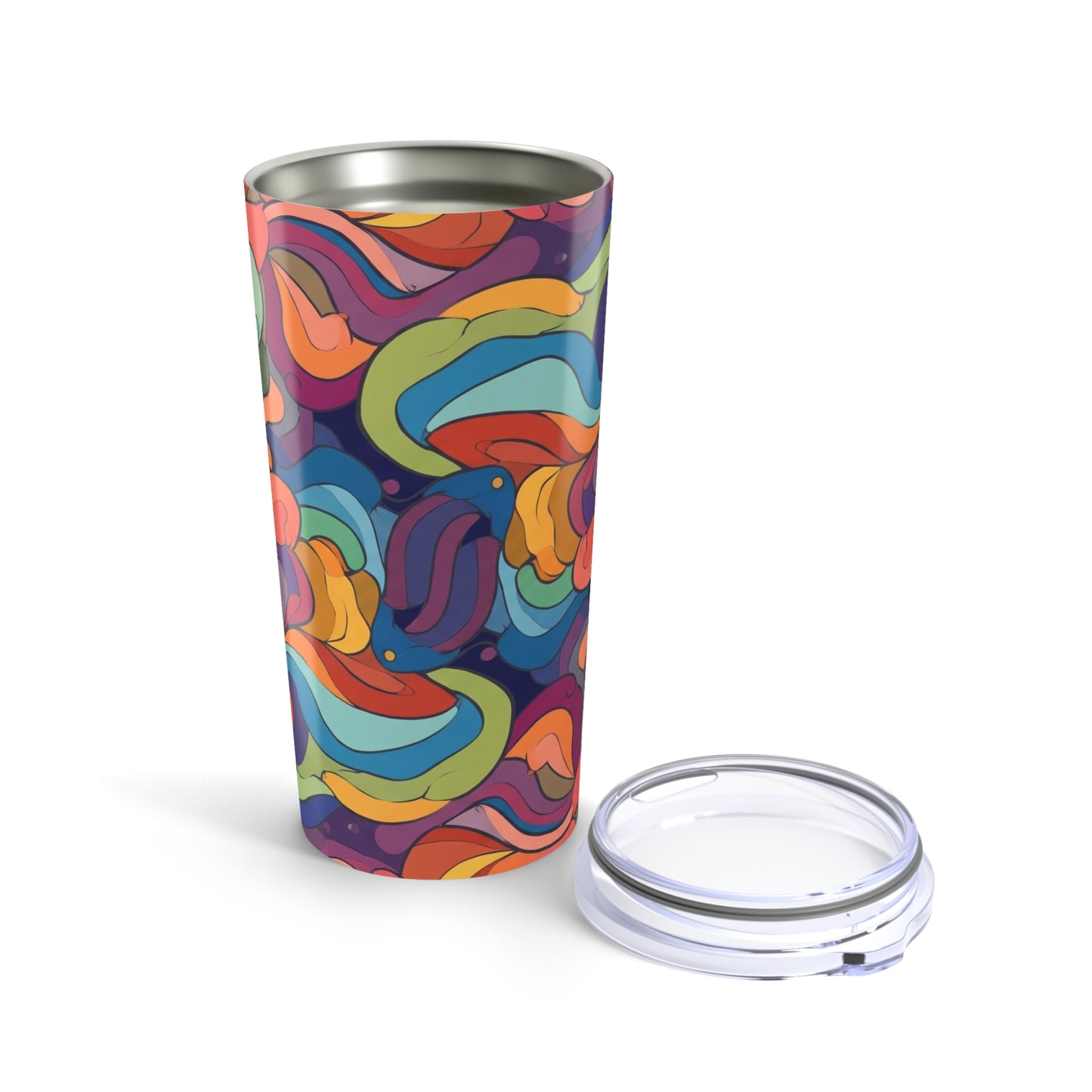 20oz Stainless Steel Print Tumbler With Double Wall Vacuum Insulation Leak Proof Construction For Hot Or Cold