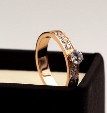 Trendy Eight Micro Diamond Claw Solitaire Rose Gold Ring One Carat For Day Wear Elegant Daily Wear Plus Styles