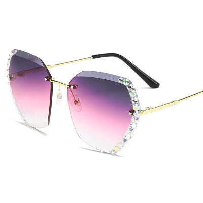 Women Sunglasses Metal Frame HD Lenses Diamond Design UV Protection Sun Shield Designed For Daily Use Cozy Fit