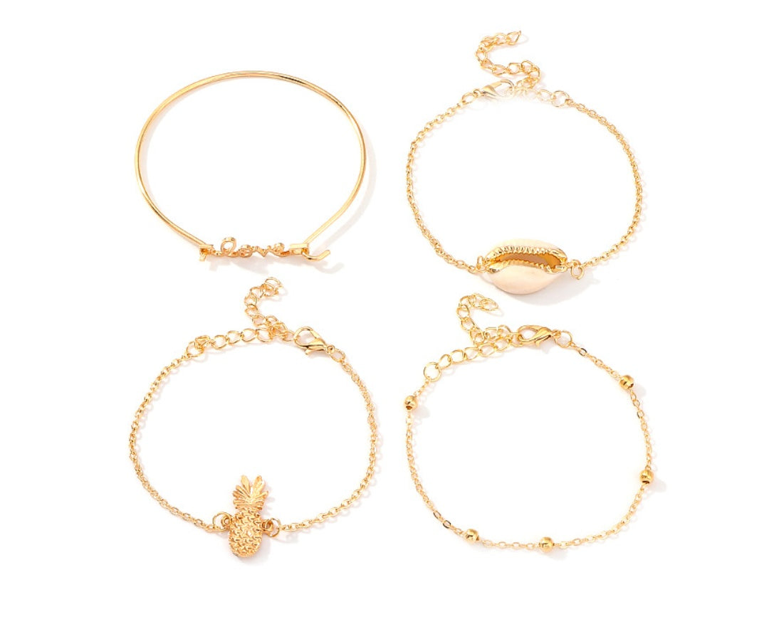 Womens Shell Pineapple Bracelet With Alloy Pineapple Charm Beach Jewelry European Fashion America Style Womens