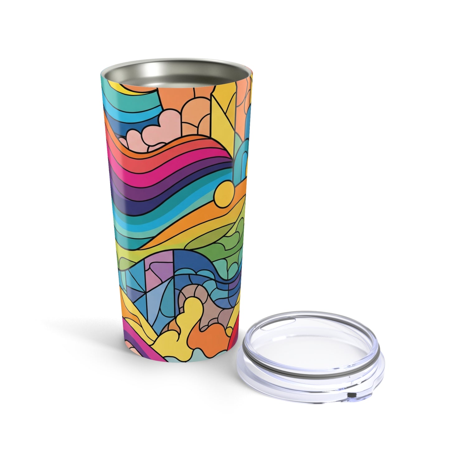 20oz Stainless Steel Tumbler With Printed Design Double Wall Vacuum Insulation Spill Resistant BPA Free Coffee Cup