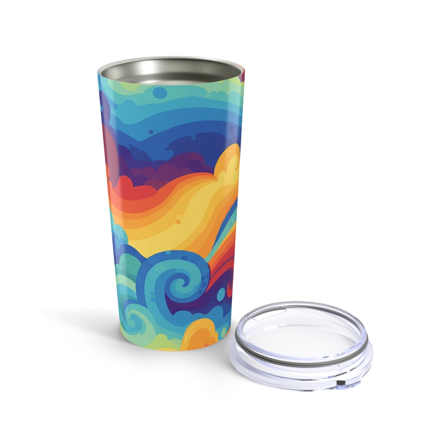 20 Ounce Stainless Steel Tumbler With Double Wall Vacuum Insulation Spill Resistant BPA Free Printed Travel Coffee