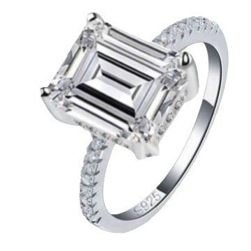 Womens Stone Inlaid Ring With Zircon Ice Flower And Eight Point Star Design Copper Band For Everyday Look Chic