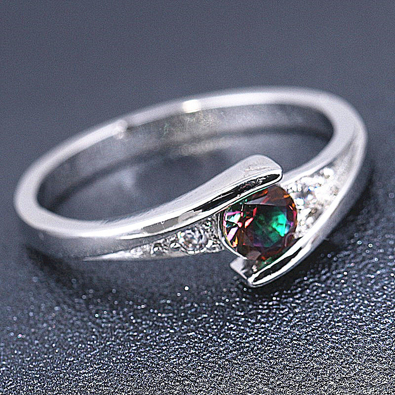 Womens Fashion Ring With Original Silver Inlay And Colorful Crystal Accents New Design Ring For Women European