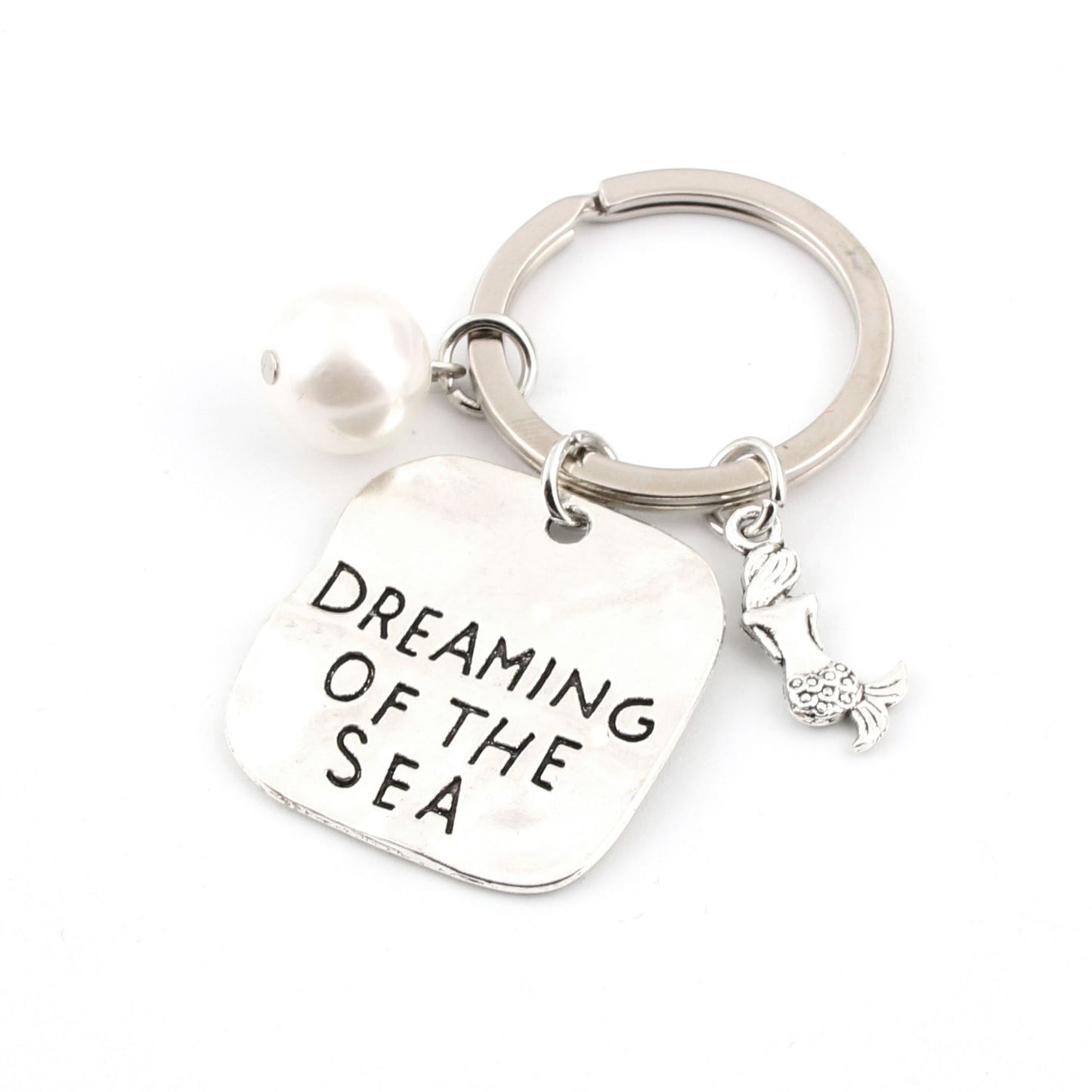 Metal Keychain Pearl Pendant Ocean Theme Accessory