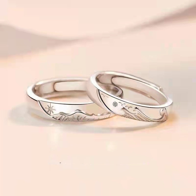 Couple Rings Set Adjustable Matching Geometric Copper Rings His And Hers Anniversary Promise Rings Perfect And