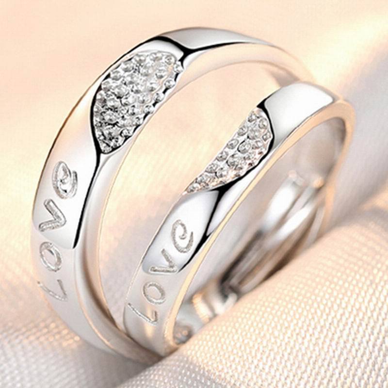 Couple Rings Electroplated Copper Crown Pattern Auspicious Design for Wedding or Engagement Ring Set for couple