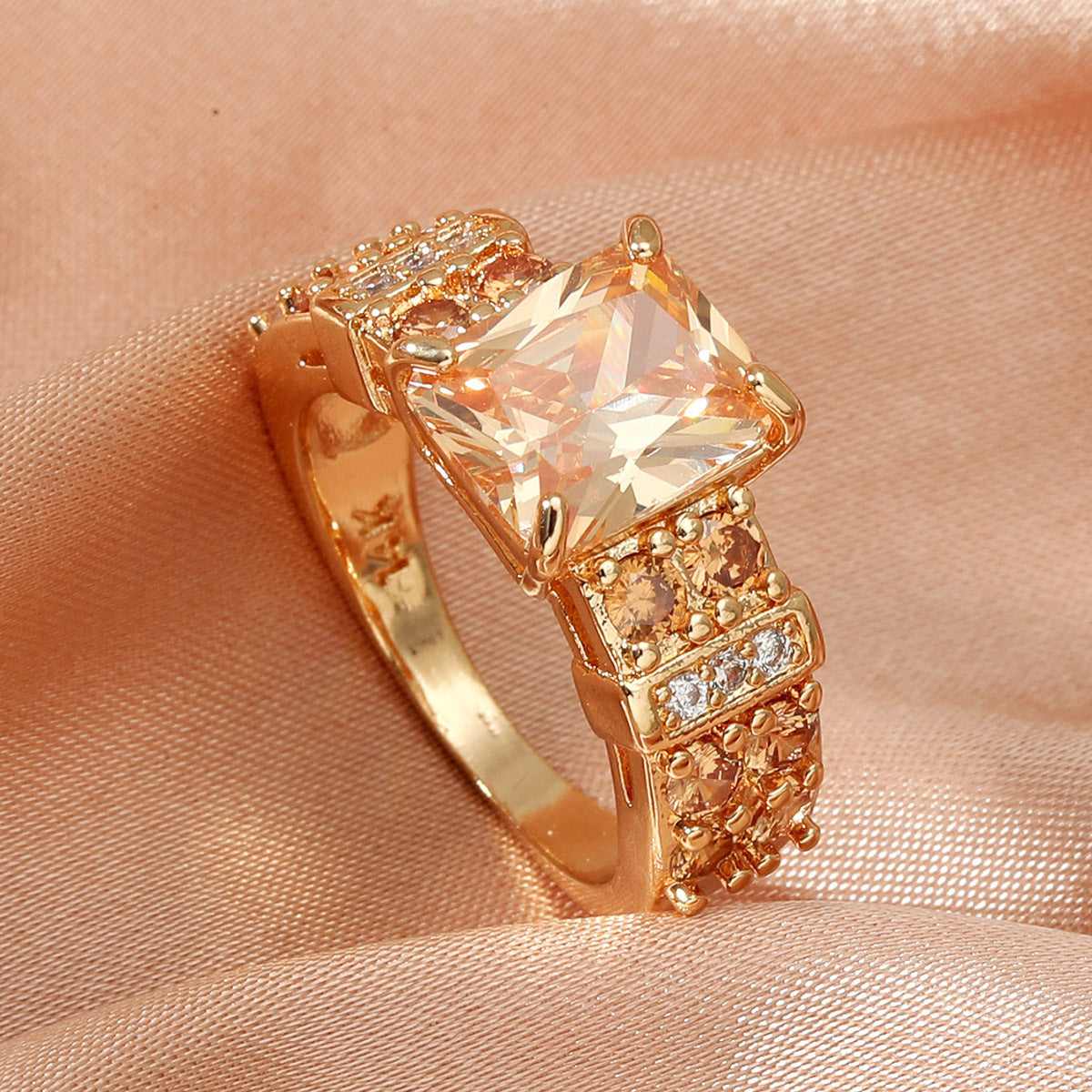 Personalized Solid Color Dual Use Short Ring Copper Zircon Geometry Style for Women Handmade Jewelry Gift Ideas