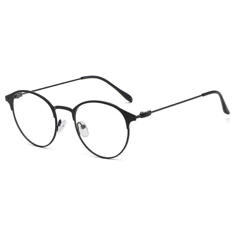 Retro Round Eyeglasses Metal Frame Full Frame Fashion Eyewear Classic Glasses For Square Faces Black Gold Silk