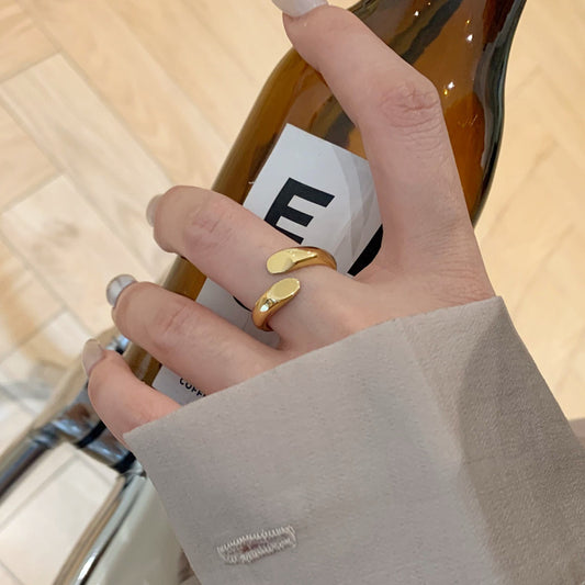 Womens Stainless Steel Ring 18K Gold Plated Quadrilateral Design Fashion Ring Sizes 6 7 8 9 Fashion Accessory For Women