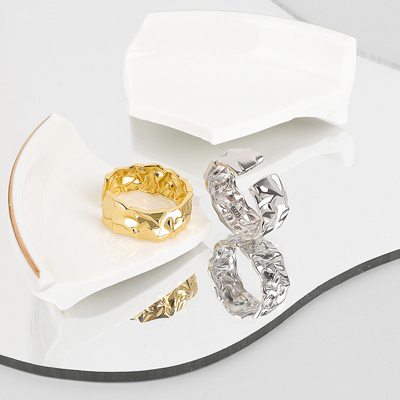 Womens Twisted Geometric Ring Adjustable Opening Copper Ring In Platinum Gold Or Gold Finish Korean Ins Fashion