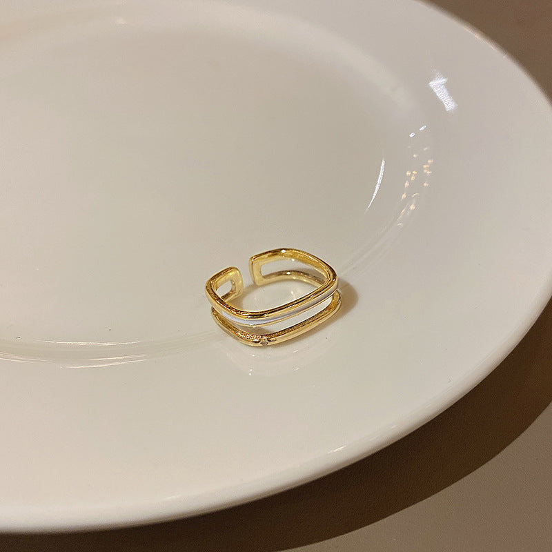 Women Adjustable Double Layer Index Finger Ring Copper Gold Plated Electroplated Finish Jewelry Gift for Her Now