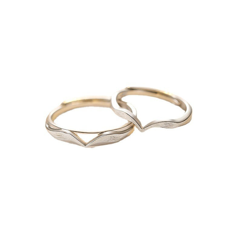 Couple Rings Adjustable Double Wing Copper Coated Fashion Promise Rings For Him And Her Anniversary For Lovers
