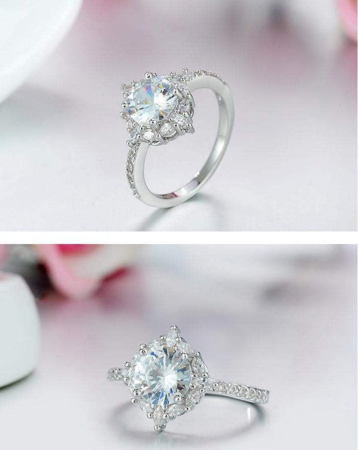 Women Diamond Ring Brass Classic Design Faux Gemstone Statement Fashion Jewelry Durable Accessory Everyday Now